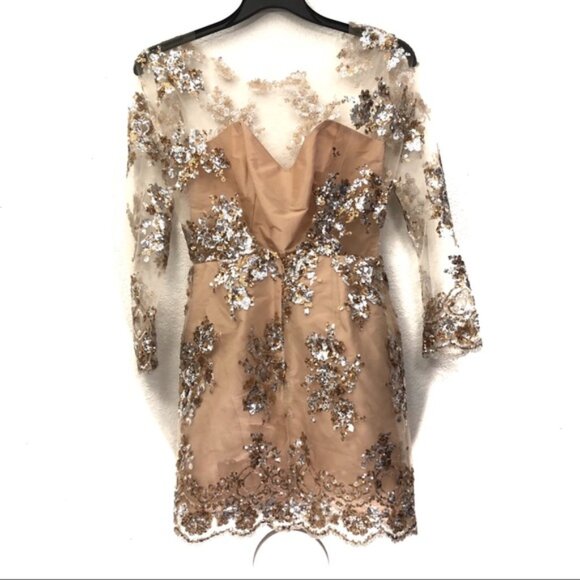 Fernando Wong Sequin Illusion Cocktail Mini Dress - Picture 3 of 7